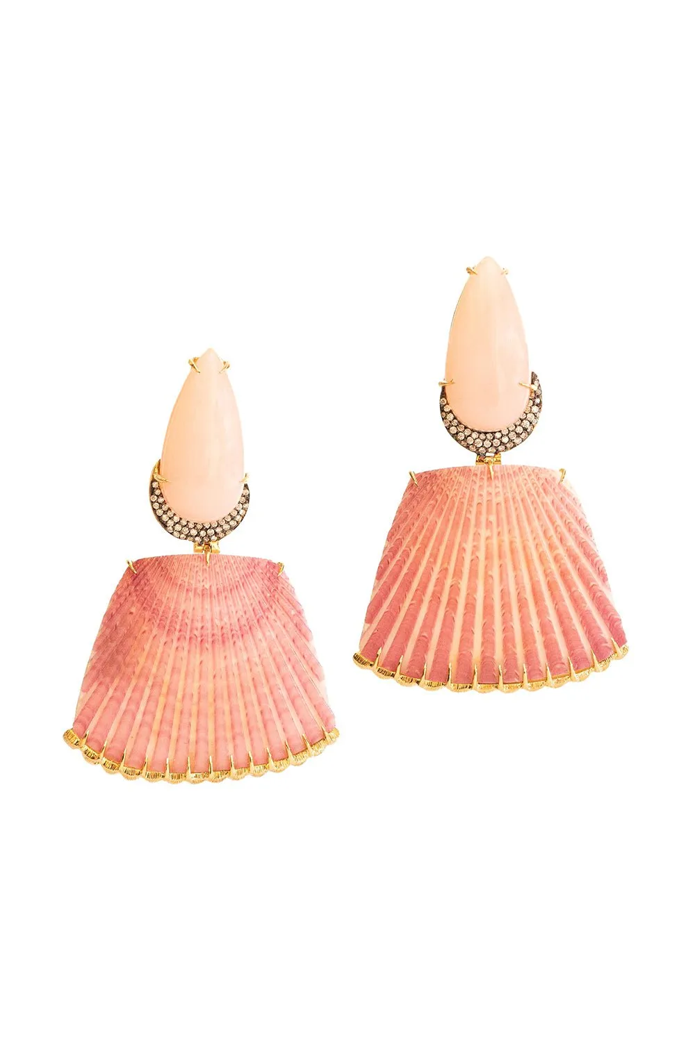 Pink Moonstone Purpurate Shell Earrings