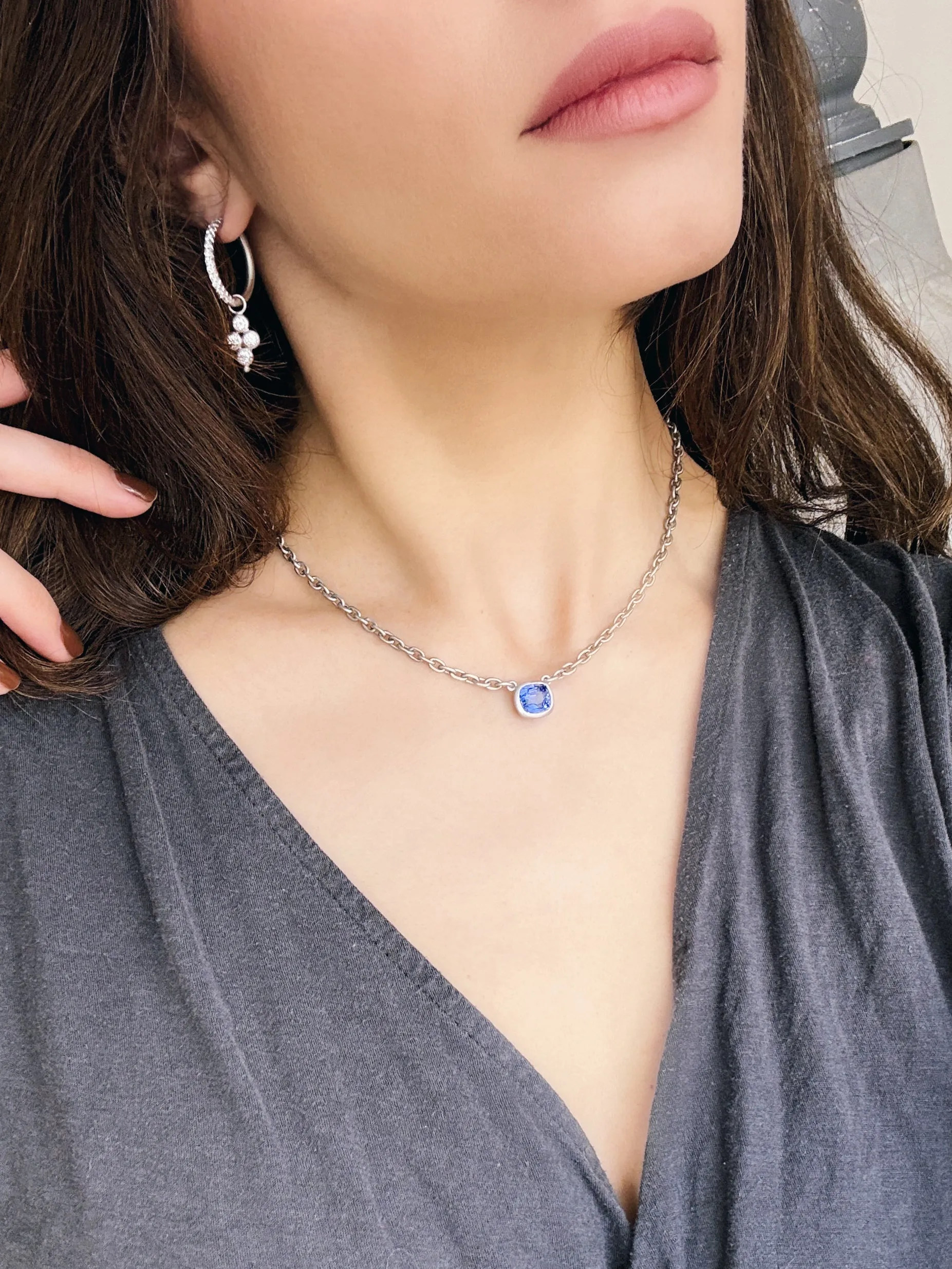 Platinum Quad Diamond Bezel Drops for Hoops