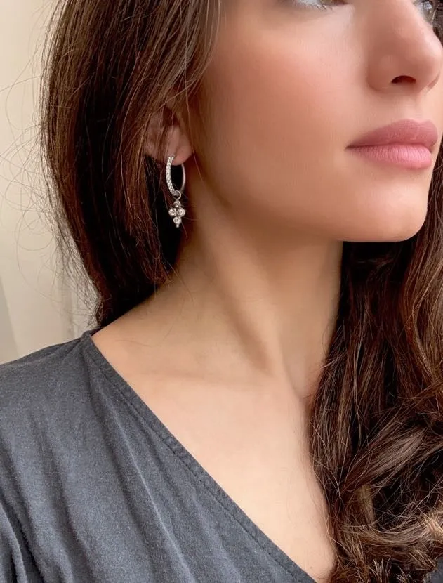 Platinum Quad Diamond Bezel Drops for Hoops