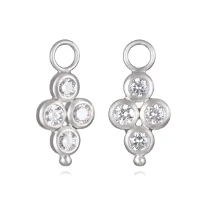 Platinum Quad Diamond Bezel Drops for Hoops
