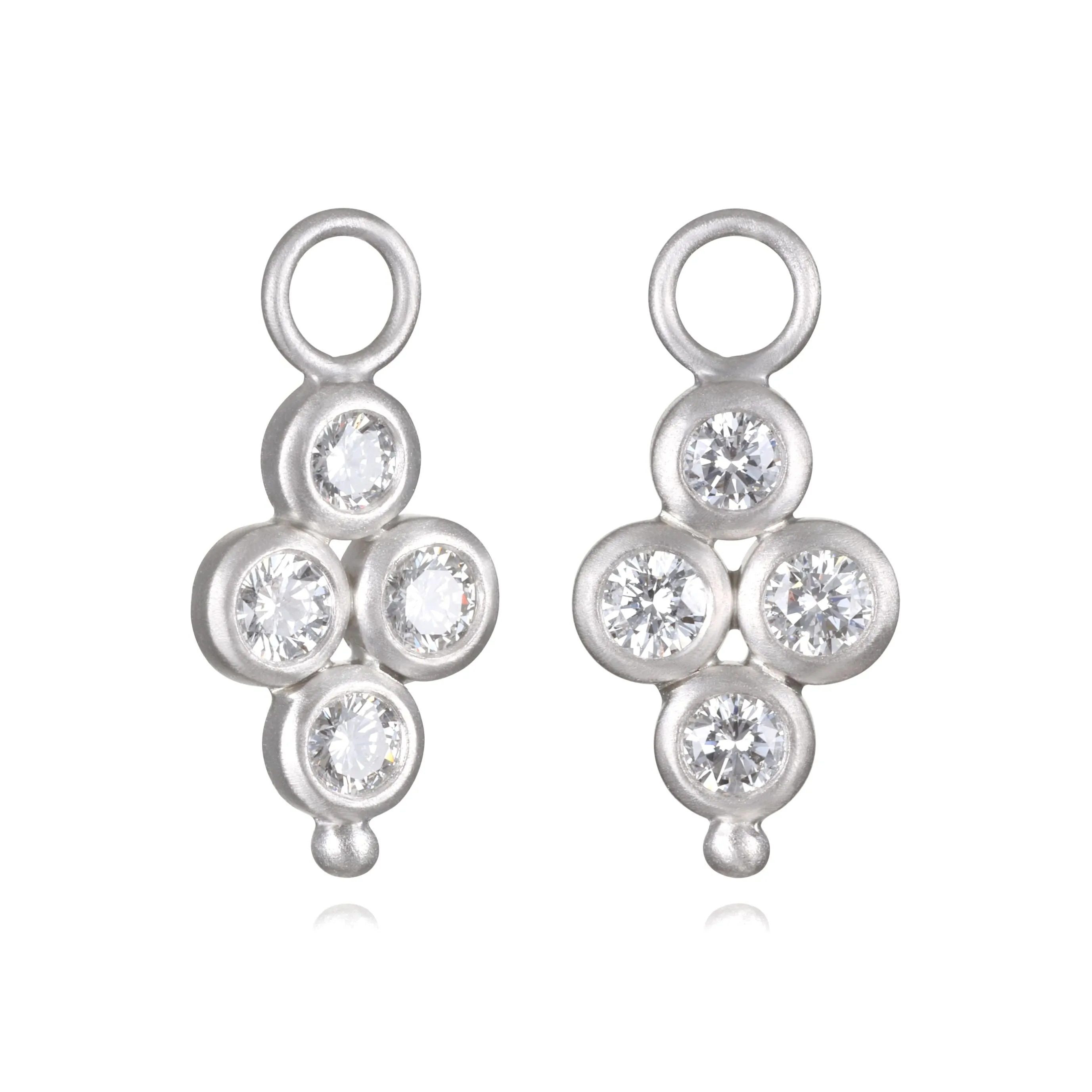 Platinum Quad Diamond Bezel Drops for Hoops