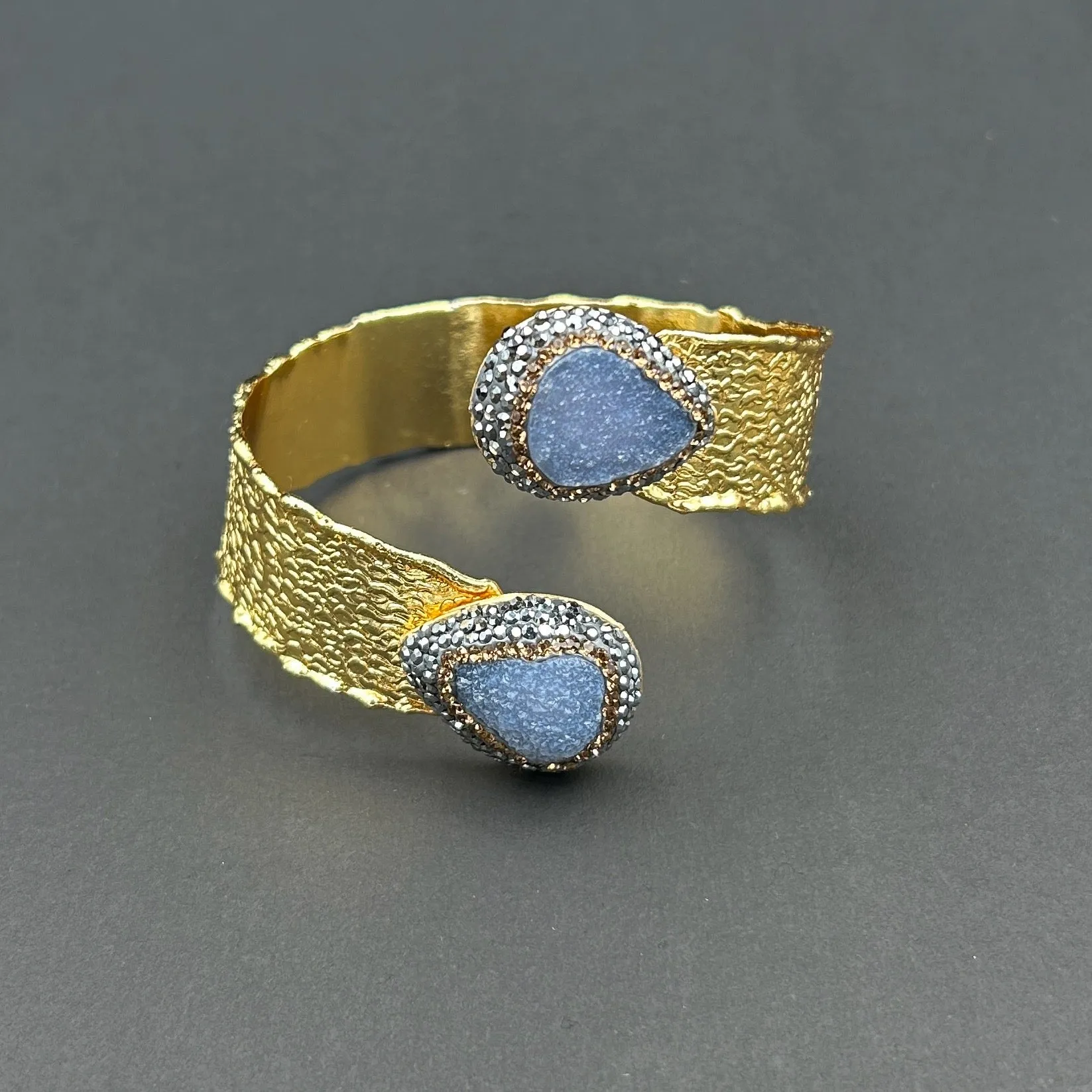"Christine" wraparound brass gemstone bracelet