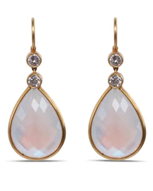 Rainbow Moonstone and Diamond Drop Earrings