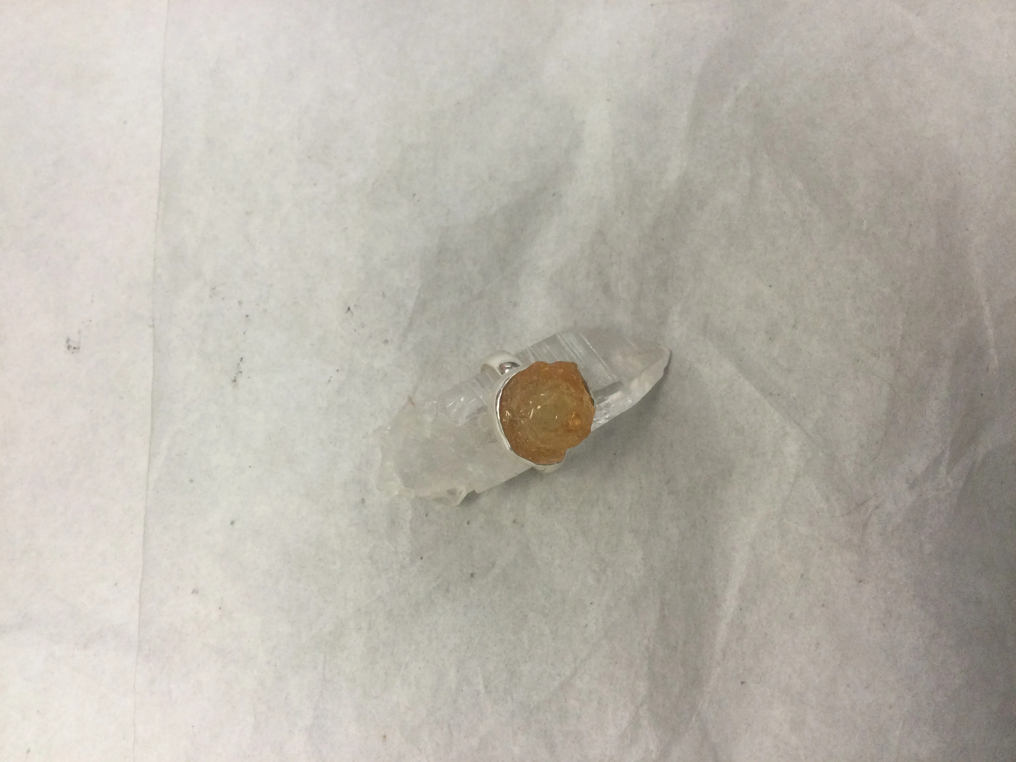 Rough Citrine Silver Ring, size 9