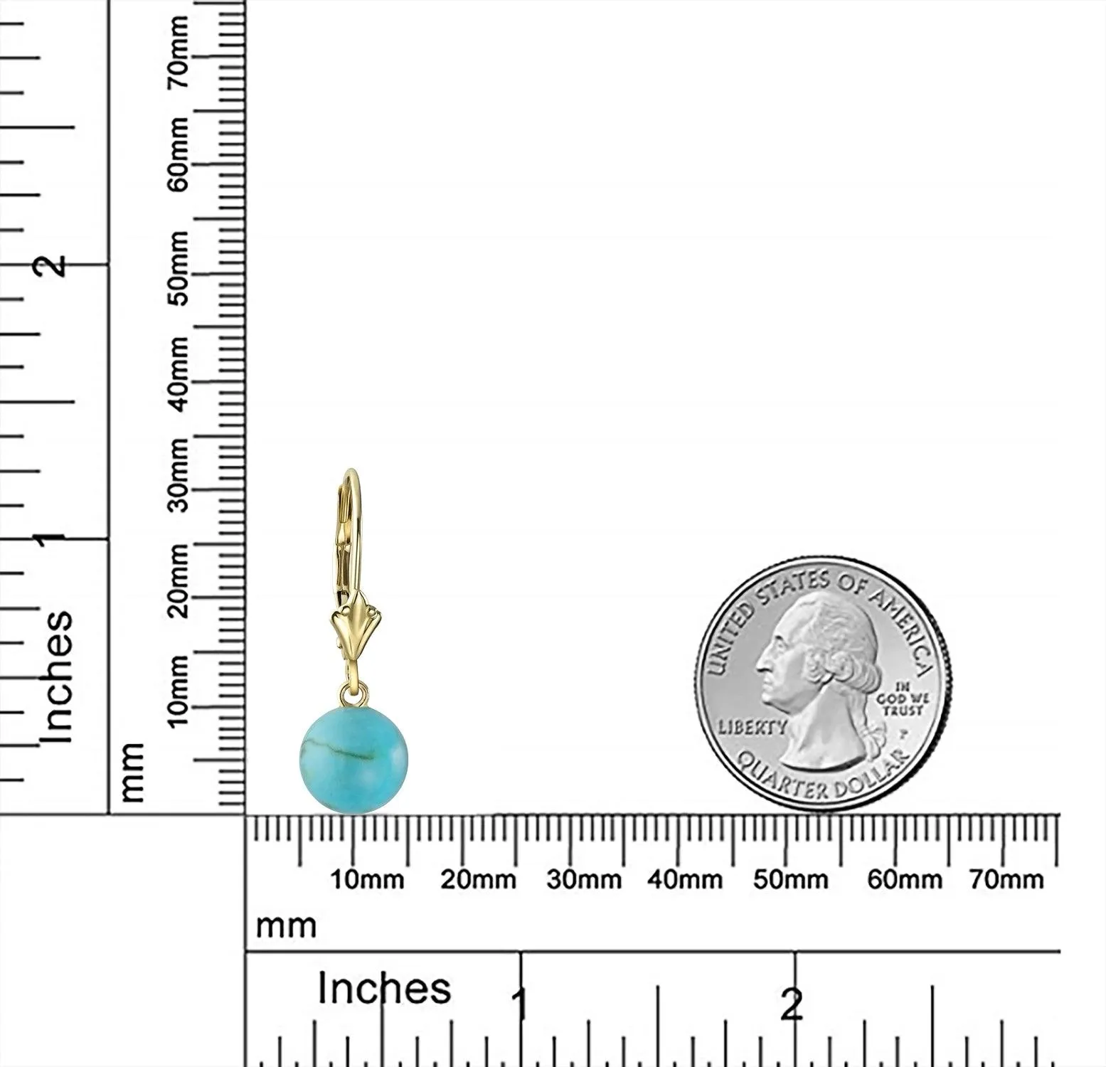 Simple Classic 14K Gold Green Jade Drop Ball Earrings with Lever Back