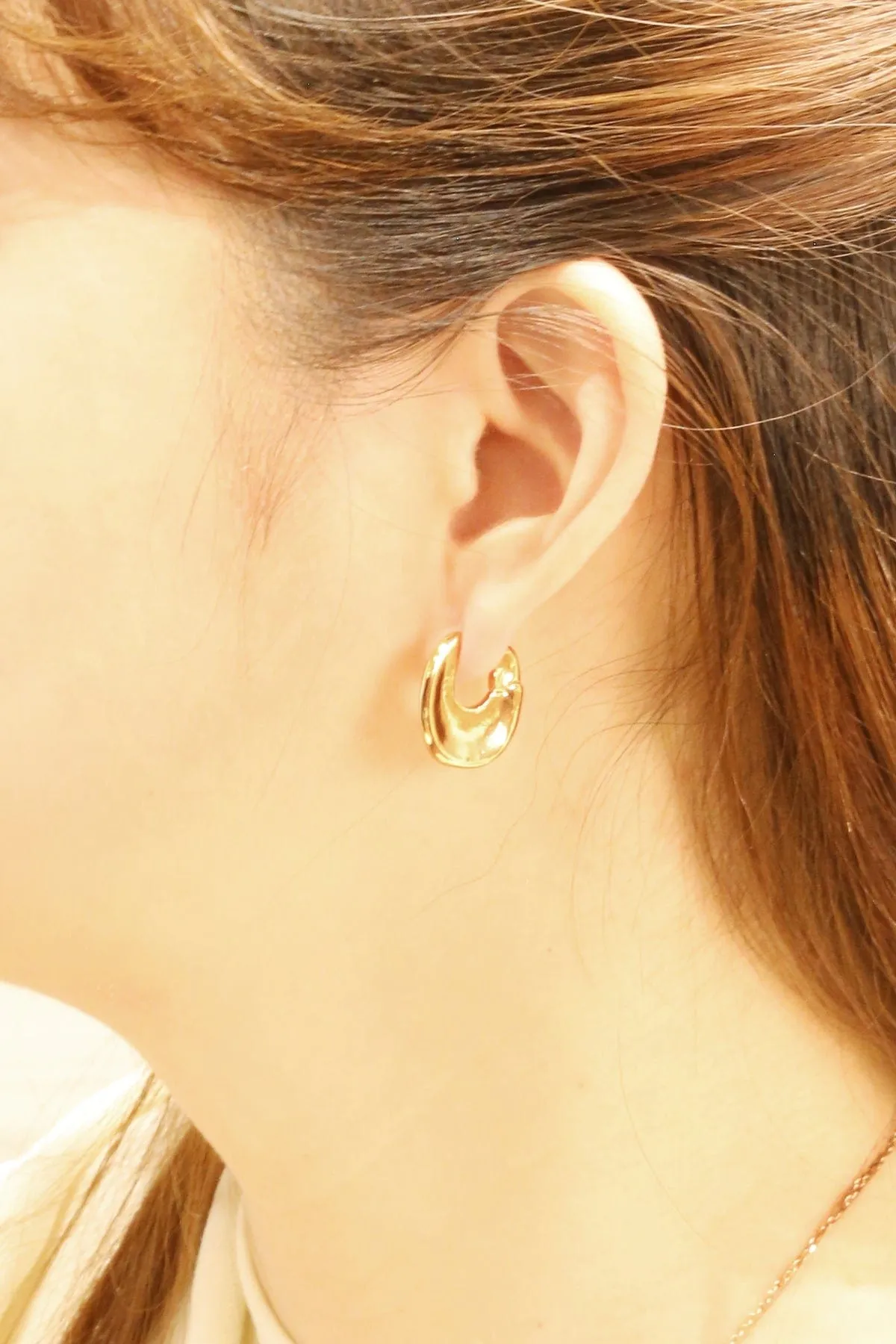 SJE310798 14K U Shaped Hoop Earrings