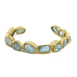 Slim Seafaring Cuff - Brass   Aquamarine
