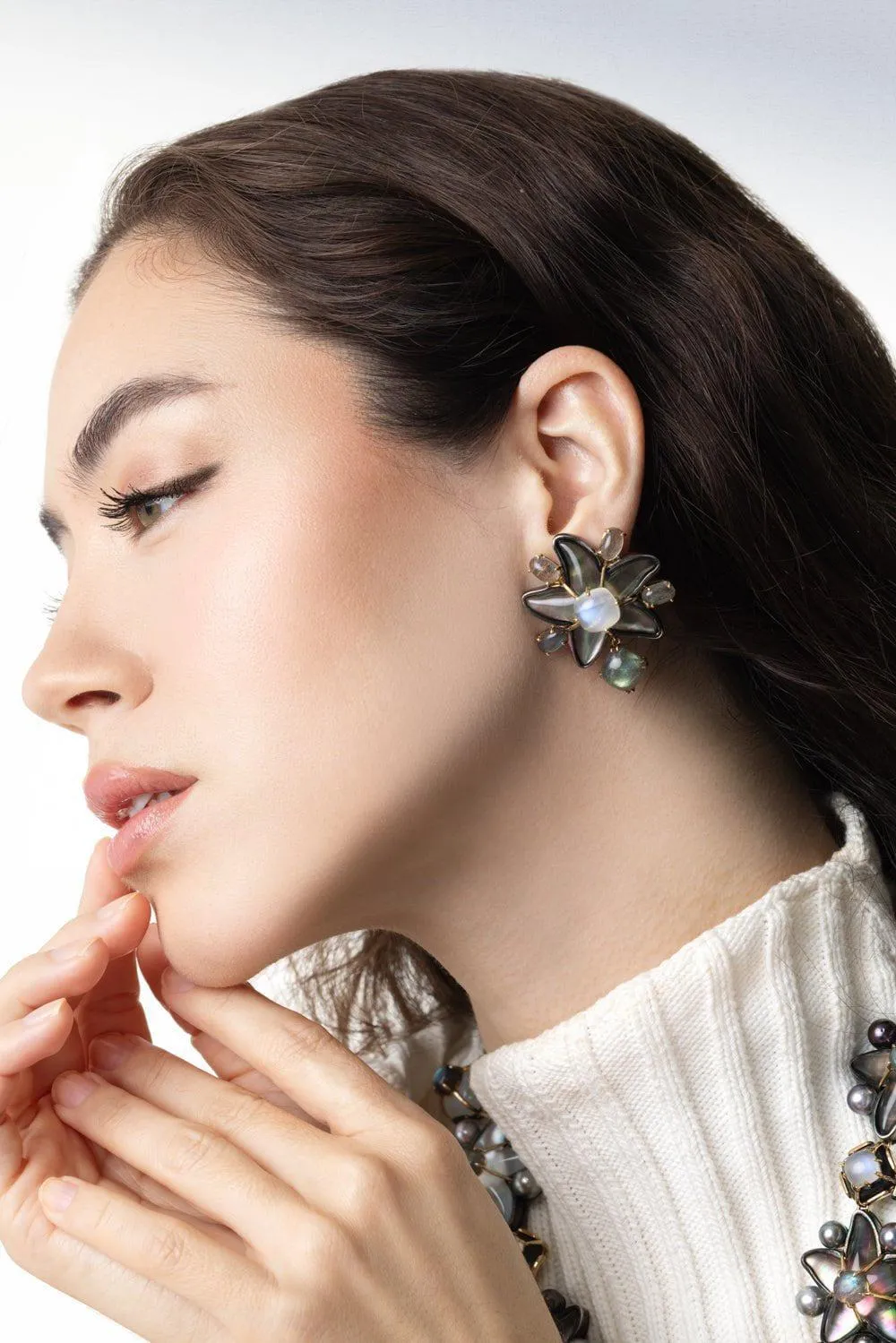 Star Moonstone Earrings